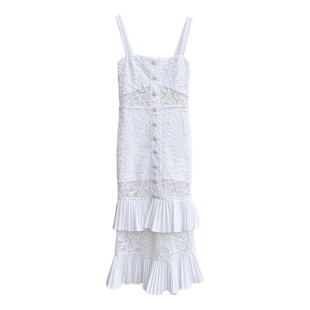 ALEXIS Lyssa Tiered Skirt Dress White Lace Bridal Size Small Wedding Coquette - Picture 3 of 16